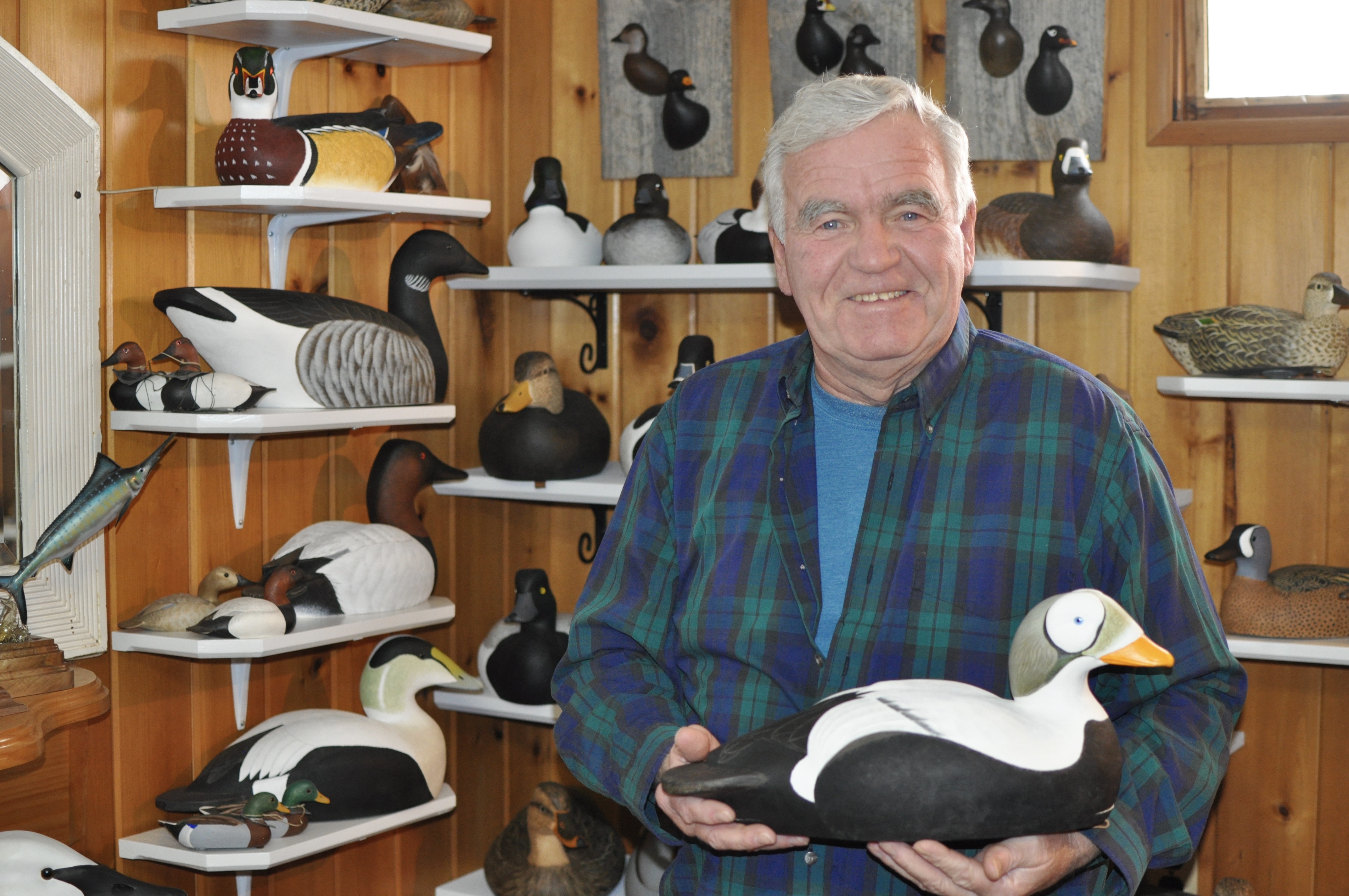 Bill (Dick) Hollis in his decoy workshop