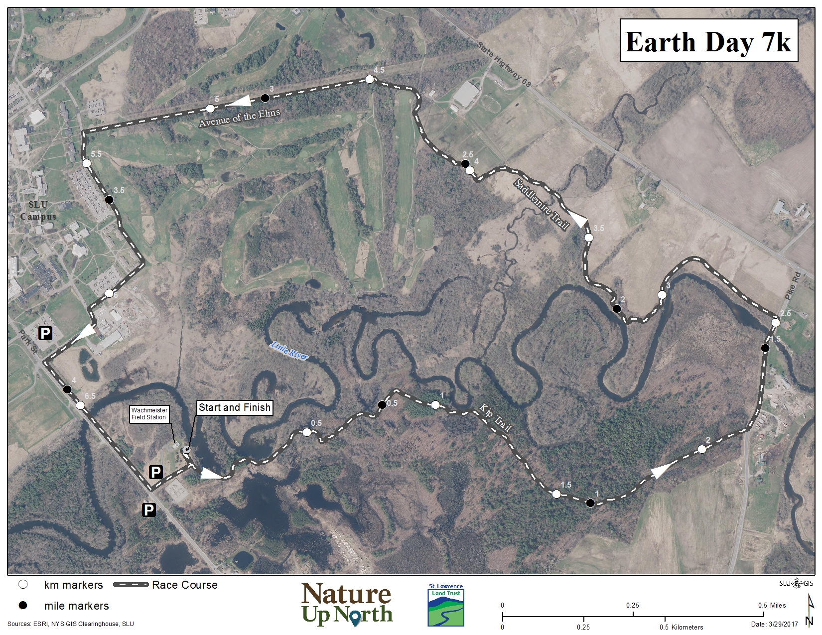 Map of earth day 7k course