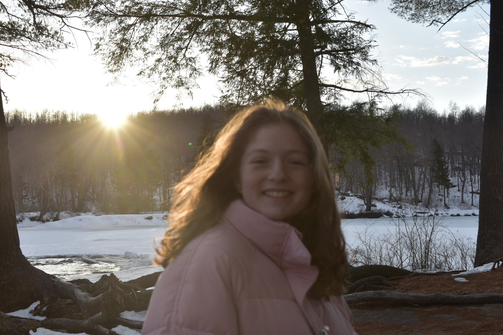 Keady in front of a winter sunset