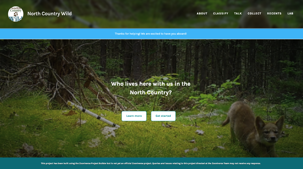 Zooniverse landing page