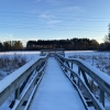 Snow covered wooden outlook