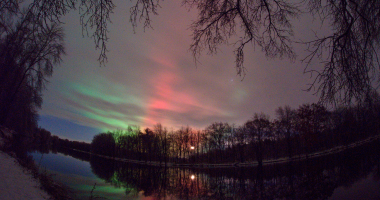 Sky showing colors above a river